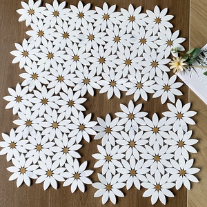 Kitchen Bathroom Wall Tile Decorative Daisy Flower Art Marble <strong>Mosaic</strong> <strong>Irregular</strong> <strong>Pattern</strong> Square Stone for Interior Application - Product Image 2