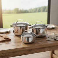 Ensemble de casseroles modernes en acier inoxydable 304, antiadhésives, durables et polyvalentes pour soupes et sauces, pour la maison (vente en gros)
