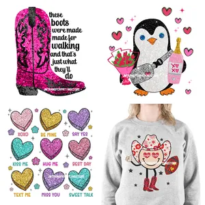 Autocollants thermocollants en faux sequins « Be Mine » ambiance Saint-Valentin, <span class=keywords><strong>Cupidon</strong></span> dans mon monde <span class=keywords><strong>amoureux</strong></span>, transfert DTF prêt à presser pour t-shirts, sacs - Product Image 1