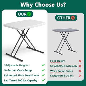 Mesa Plegable Personalizada de 30 Pulgadas, Escritorio con Altura Ajustable, Bandeja para TV, para Acampar, Mesa Plegable para Espacios Pequeños, Sin Ensamblaje - Product Image 5