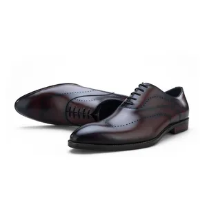 British men's pointed leather shoes carved lace up business leather pointed men's formal leather shoes single shoes