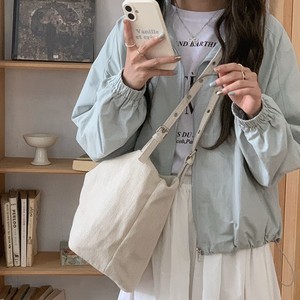 Canvas Tote Bag Large Capacity Horizontal <b>Square</b> Solid Color Zipper Closure Everyday Outfits Commuting Shoulder Crossbody Bag - Product Image 3