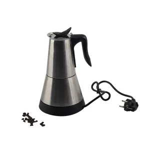 Kompor listrik, pembuat Espresso Moka Pot kopi listrik Stainless Steel klasik untuk kafe dan colokan EU