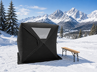 Tenda Sauna Kain Oxford All-Season Warmfire untuk Luar Ruangan dengan Lubang Tungku Pembakaran Kayu, Ruang Sauna Terisolasi untuk Berkemah di Pantai