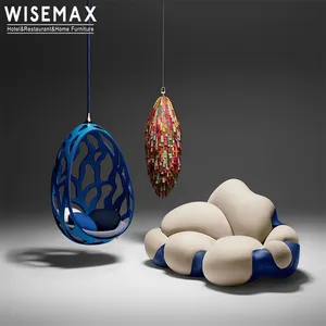 WISEMAX FURNITUREブラジリアンスタイルユニークなデザイン豪華な3人掛けリビングルーム家具怠惰なソファベルベットFRPフロアボンボカソファ