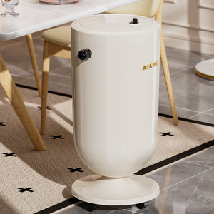 Making Flip Top Trash Can Cylindrical Wheeled Portable Indoor Waste Bin - Product Image 4