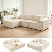 Canapé en L moderne et minimaliste avec design modulaire pour une combinaison facile, offrant une expérience d'assise confortable et douce.