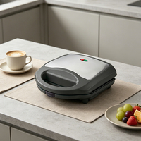 Machine à sandwich électrique automatique 2 tranches en acier inoxydable avec revêtement antiadhésif, thermostat réglable et plaques multifonctionnelles pour