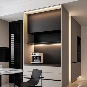 Aparador Minimalista Italiano con Gabinetes Ocultos, Nichos Abiertos y Estación de Café para Villa Moderna - Product Image 1