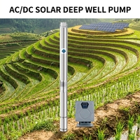 Pompe submersible solaire AC/DC à double alimentation pour puits profond, hauteur de refoulement 95m, avec contrôleur MPPT externe