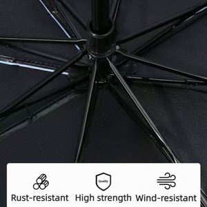 Parapluie manuel UV pas cher en gros, revêtement noir, pliable en 3, imperméable, parapluie de voyage promotionnel avec logo personnalisé - Product Image 4