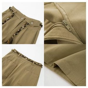 <span class=keywords><strong>Pantalon</strong></span> cargo <span class=keywords><strong>beige</strong></span> <span class=keywords><strong>taille</strong></span> mi-<span class=keywords><strong>haute</strong></span> pour <span class=keywords><strong>femme</strong></span>, coupe large et décontractée, style streetwear, en tissu Oxford 100 % coton écologique - Product Image 6