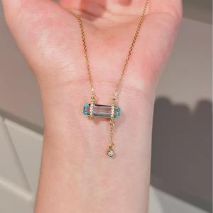 S925 Pure Silver Iceberg Series Cool Blue <b>Water</b> Droplet Necklace Niche Design Versatile High-End Luxury <b>Crystal</b> Necklace - Product Image 4