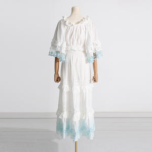 2023 nuevo estilo de Otoño de <span class=keywords><strong>moda</strong></span> <span class=keywords><strong>hongo</strong></span> borde malla empalme Top falda de cintura alta traje de dos piezas para mujeres - Product Image 6