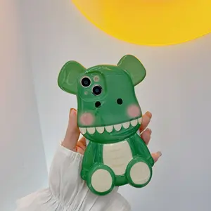 High Quality Creative Cartoon 3D Animals Phone Case TPU Cute 3D Hippo Smile Shaped Mobile Phone Cover For IPhone 11/12/13