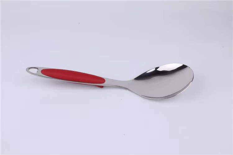 Cuillère à riz rouge argentée