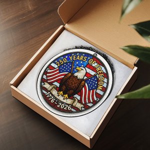 Attrape-soleil en vitrail 250 ans de liberté 1776-2026 Aigle Drapeau américain Pendentif à suspendre à la fenêtre - Product Image 4