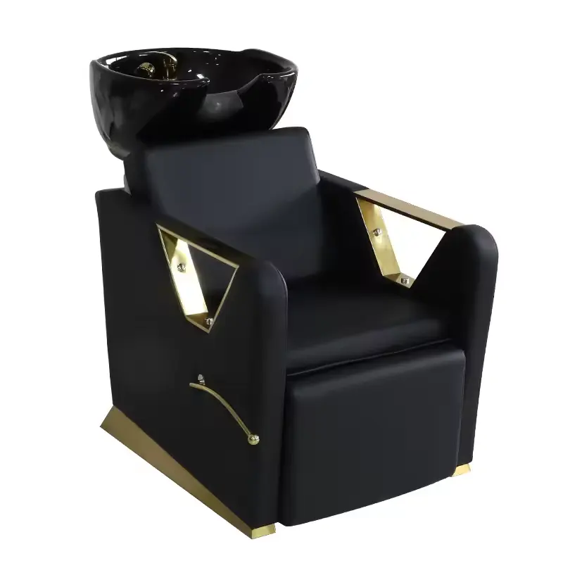 Equipamento de salão dourado, cadeira de shampoo de metal de luxo de alta qualidade, pernas para cama, colorida personalizada