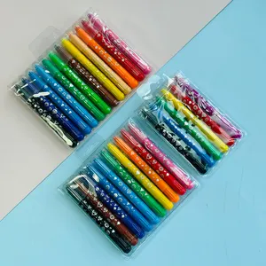 GF Hot Selling 6/10/12 Colors Back To School Students Artist Drawing Twistable Silky Washable Crayons For Kids