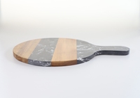 Planche à découper rectangulaire en marbre et bois d'acacia, épaisseur 1,3 cm, plateau de service naturel avec poignée, ustensile de cuisine pour découper le fromage, directement de l'usine