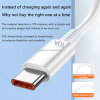 Câble USB Type C 10A 120W Cordon de données de charge super rapide Câble USB C 10A pour Huawei/Honor/Xiaomi/Samsung Câbles de chargeur rapide