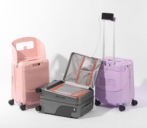 <span class=keywords><strong>Maleta</strong></span> Rígida para PC con <span class=keywords><strong>Asiento</strong></span> para Niños, Candado TSA, 4 Ruedas Giratorias, Puerto USB, Asa Suave, Cinturón de Seguridad, Apertura Frontal, Negra, 20 Pulgadas - Product Image 2