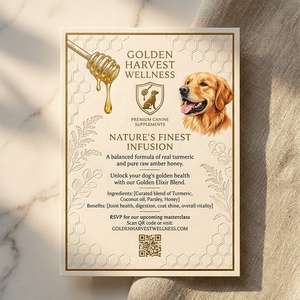Tarjetas de agradecimiento personalizadas de primera calidad con impresión del logotipo del fabricante para paquetes de comida para perros, con la historia de la marca. - Product Image 3