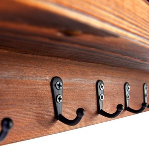Wooden Wall Mounted Key Rack With <b>Shelf</b> For Entryway Storage And Coat <b>Hooks</b> Home Use - Product Image 3
