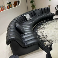 Sofa Kulit Hitam Italia Berlapis Kulit Model Ular Unik Perabot Hotel Kantor Set Sofa Modular Sectional