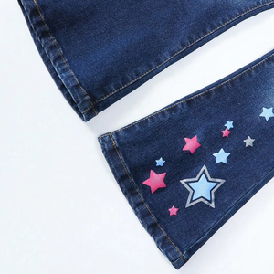 กางเกงยีนส์เด็กหญิงตัวเล็กๆกางเกงขาบานดีไซน์3Y-7Y ขากระดิ่งรูปดาว - Product Image 4