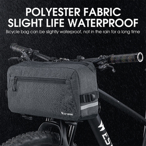 Sac de guidon de vélo WEST BIKING grande capacité, grande ouverture, réfléchissant, multifonction, avec boucle, fermeture éclair et bandoulière - Product Image 6