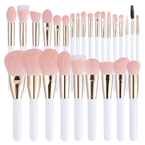 27 pièces <span class=keywords><strong>de</strong></span> haute qualité, couleur or blanc, rose, cheveux synthétiques, mode <span class=keywords><strong>fond</strong></span> <span class=keywords><strong>de</strong></span> <span class=keywords><strong>teint</strong></span>, sourcils, cils, maquillage, ensemble <span class=keywords><strong>de</strong></span> pinceaux, logo personnalisé - Product Image 1
