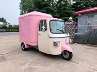Remolque de Comida Móvil Vintage Eléctrico de 3 Ruedas con Motor para Eventos, Servicio de Bebidas y Sistema de Grifo para Cerveza