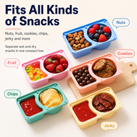 YMS Custom Leuke Siliconen Snackboxen met Dubbele Vakken en Lekvrije BPA-Vrije Deksels voor Saladedressing & Kruiden