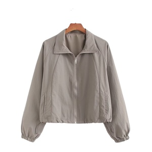 Chaqueta Bomber de Color Sólido para Mujer, Manga Larga, Cuello Camisero, Tejido Transpirable, Resistente al Viento, Ropa de Invierno - Product Image 1
