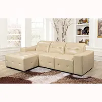 Canapé d'angle en cuir, Design nordique moderne, meuble de salon, de luxe, 1 pièce