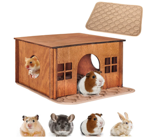 Popolare Giocattolo per Criceti Personalizzato in Legno Massiccio Ecologico, Cabina Triangolare Invernale con Cuscini Morbidi a Bottone, <span class=keywords><strong>Nido</strong></span> per Dormire - Product Image 1