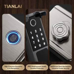 Serrure de porte intelligente WiFi Tuya DJ04, déverrouillage par empreinte digitale, mot de passe, carte IC, clé, application, 5 modes de déverrouillage pour la maison et l'appartement, disponible dès <span class=keywords><strong>aujourd</strong></span>'<span class=keywords><strong>hui</strong></span> - Product Image 5