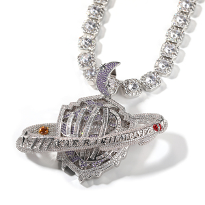 Pendentif Rapper 777 Galaxy Nebula Iced Out, Collier <span class=keywords><strong>de</strong></span> Luxe Cosmique Hip Hop Global, Bijou Unique Brillant Planète 2026, Cerceau Lune Étoile - Product Image 2