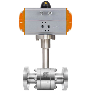Bille cryogénique DN80 pneumatique en acier forgé CF8M à tige allongée, à 3 brins, avec bride, pour dioxyde de carbone - Product Image 2
