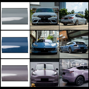แผ่นฟิล์มไวนิลม้วนเปลี่ยนสีรถแผ่นฟิล์ม PPF สีเขียวดำแผ่นฟิล์มพีวีซีสีฟ้าป้องกันรอยขีดข่วน