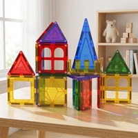 Blocs de construction magnétiques, train magnétique avec fenêtres transparentes colorées, jouet éducatif STEM pour enfants