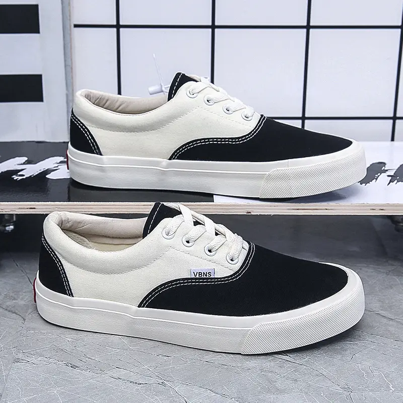 Low Top Rubber Soles Color Matching Slip on Canvas Shoes Men's Trendy All-match Student Skateboard Couple Canvas Trendy Shoes