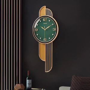 Nordic Modern Minimalist Wall Clock Green Face Gold Frame Battery Powered Living Room Decor - Product Image 1