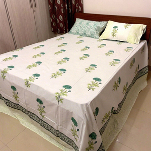 Draps de lit écologiques respirants imprimés à la main, motif floral Marigold, coton multicolore, Jaipur Inde, vente en gros, exportation - Product Image 1