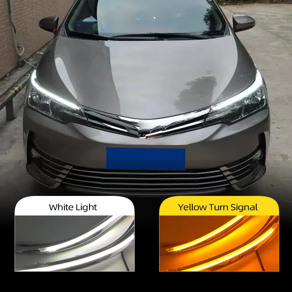 Светодиодная фара DRL, дневные ходовые огни, текущий динамический желтый свет для Toyota Corolla 2015 2016 2017 2018 2019