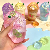 Jouet Squishy TPR en forme de tasse de thé au lait 2026, jouet à presser rempli de maltose, cadeau fantaisie anti-stress aux fruits colorés et pailletés