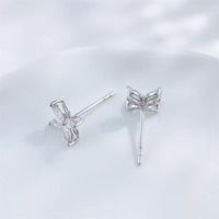 Orecchini a Perno Minimalisti in Platino Pt950 con Diamanti Sintetici Taglio Marquise a Forma di X, Orecchini alla Moda