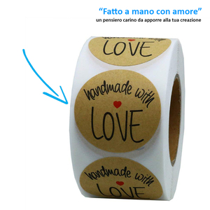 Etichette Adesive Fatte a Mano con Amore 3,7cm Adesivi Regalo Sigilli Rotondi in Carta Kraft - Product Image 3