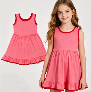 Vestido Infantil de Verano con Estampado de Rayas, Estilo Boutique, con Volantes, Corte en A, para Niñas Pequeñas, Venta al Por Mayor, Ropa Casual para Hermanas - Product Image 3